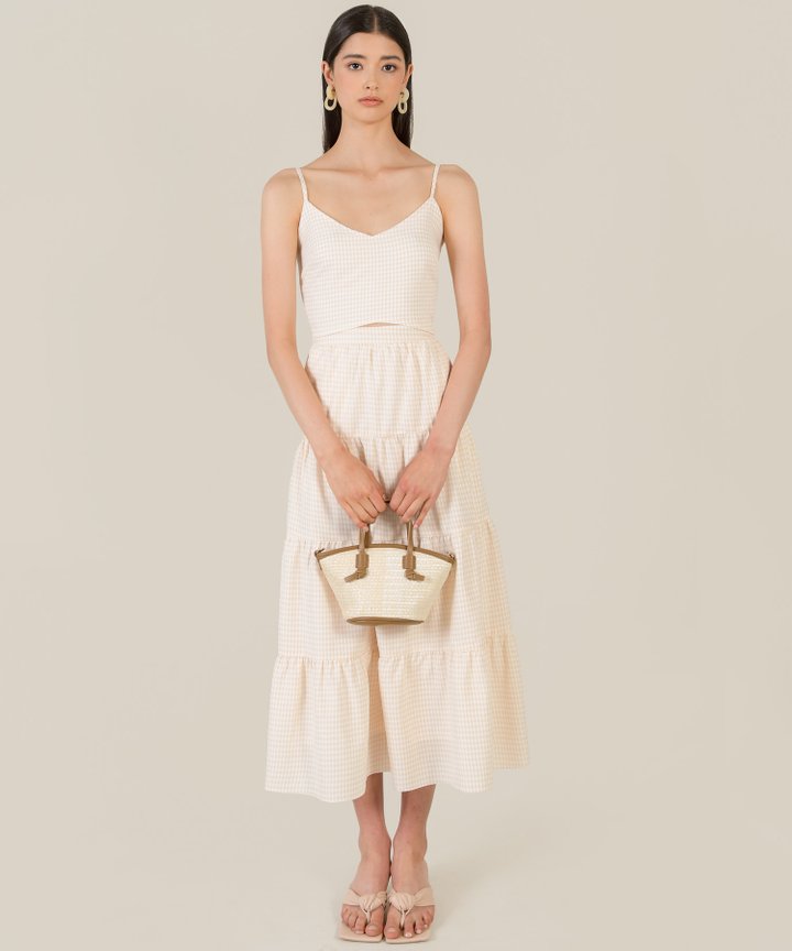 Tulsa Gingham Cropped Top - Beige