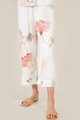 akin women's floral satin pants in white online loungewear close up view