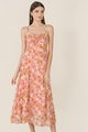 Aveline Printed Ruched women's Midaxi dress in Rose
