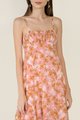Aveline Printed Ruched women's Midaxi dress in Rose close up view