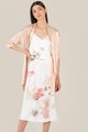 Elysian Pink Satin Shirtdress and White Floral Satin Chemise Women's Loungewear