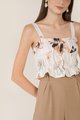 Nina Women's Floral Ruched Top in White close up view