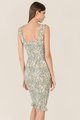 reine floral smocked women's  midi dress in spring green back view