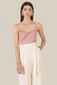 theia cowl neck women's camisole top in dust pink and wide leg trousers