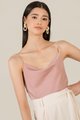 theia cowl neck women's camisole top in dust pink and pink fashion earrings
