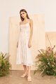 Model wearing Wes Lace Women's Maxi Dress in White online