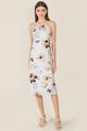 Zonne Women's Floral Gathered Midi Dress in Blue