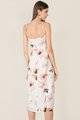 Zonne Floral Gathered Women's Midi Dress in White back view