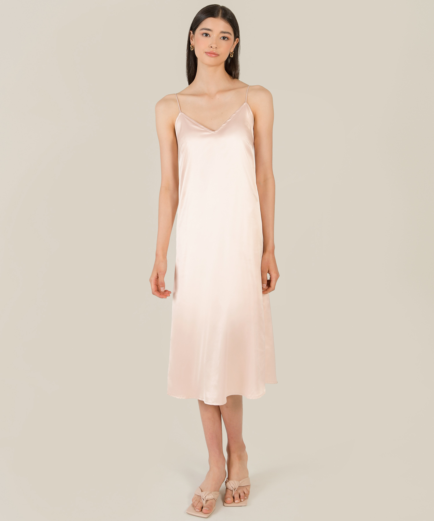 sanctuaire champagne pink satin chemise women's dress online