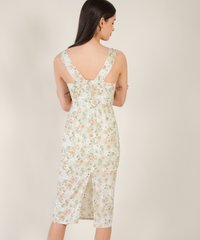 Innerbloom Floral Square Neck Women's Midi Dress back view
