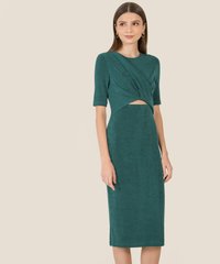 Solene Gathered Cutout Midi in Green Women's Dresses Online
