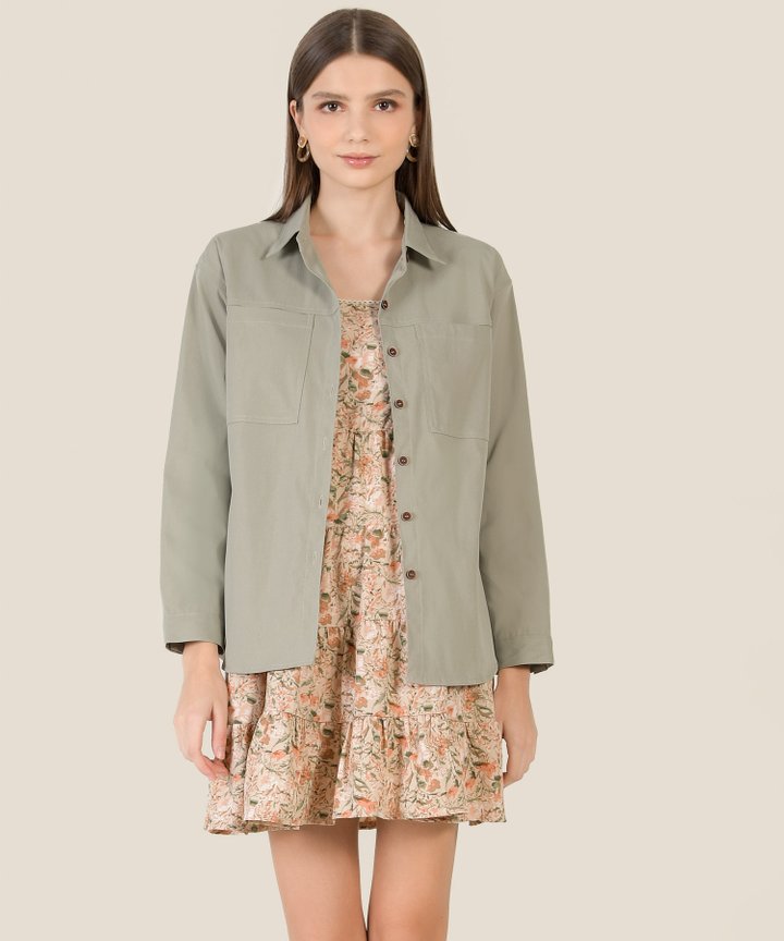 Domino Oversized Outerwear - Laurel Green