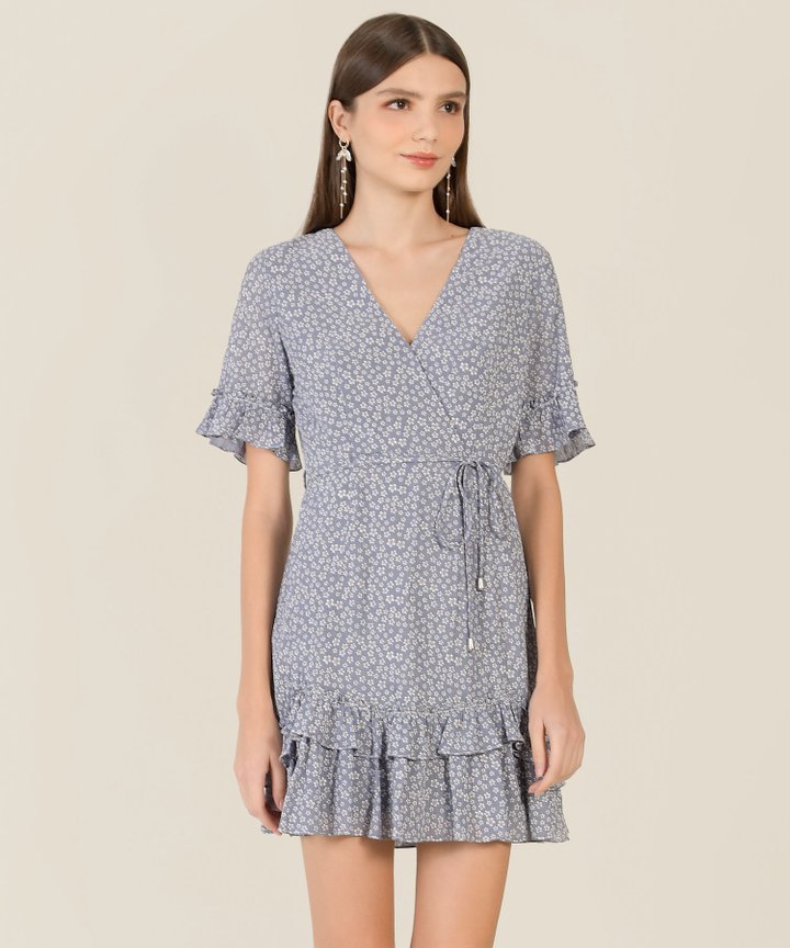 Harlan Floral Wrap Dress - Purple