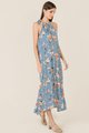 Rena Abstract Floral Halter Maxi in Blue Singapore Blogshop Online