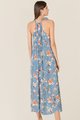 Rena Abstract Floral Halter Maxi in Blue Back View