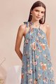 Rena Abstract Floral Halter Maxi in Blue Online Dress Singapore