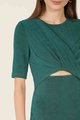 Solene Gathered Cutout Midi Dress in Green Close Up View