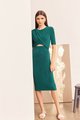 Solene Gathered Cutout Midi in Green Online Dresses Singapore