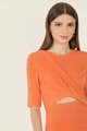 Solene Gathered Cutout Midi in Orange Women's Clothing Online