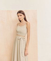 Bellise Midi Skirt in Green Close Up View