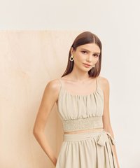 Model wearing Bellise Midi Skirt in Green