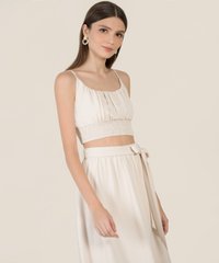 Bellise Ruched Cropped Top in Green Women's Tops Online
