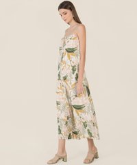 Flores Printed Wide Leg Jumpsuit in Ivory Fashion Online Store