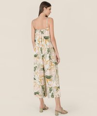 Flores Printed Wide Leg Jumpsuit in Ivory Back View