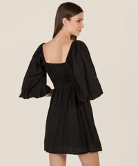Iman Ruched Pouf Sleeve Dress Back View