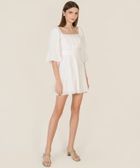Iman Ruched Pouf Sleeve Dress in White Women's Dresses Online