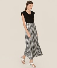 Kellen Gingham Flare Pants in Black and White Fashion Online Store