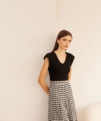 Kellen Gingham Flare Pants in Black and White Women's Fashion Online Store