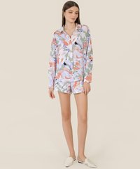 Massimo Floral Abstract Shirt in Purple Singapore Blogshop Online