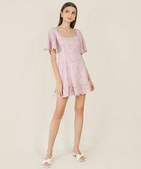 Suri Embroidered A-Line Dress in Purple Fashion Online Store
