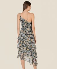 Thessa Floral One Shoulder Ruffle Midaxi Dress Back View