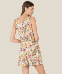 Zia Floral Tie Shoulder Playsuit in Green Back View