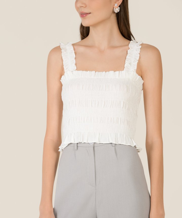 Aimery Shirred Top - White