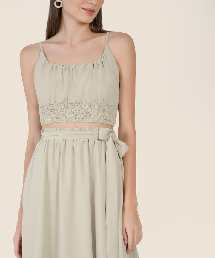 Bellise Ruched Cropped Top - Green Tea