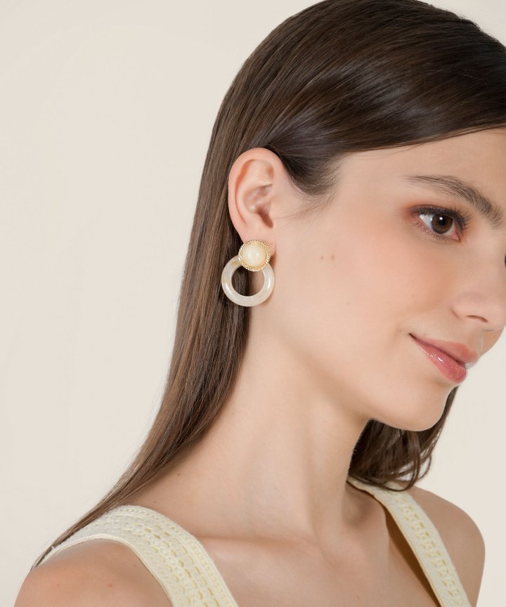 Jain Pearl & Hoop Earrings - Pearlescent