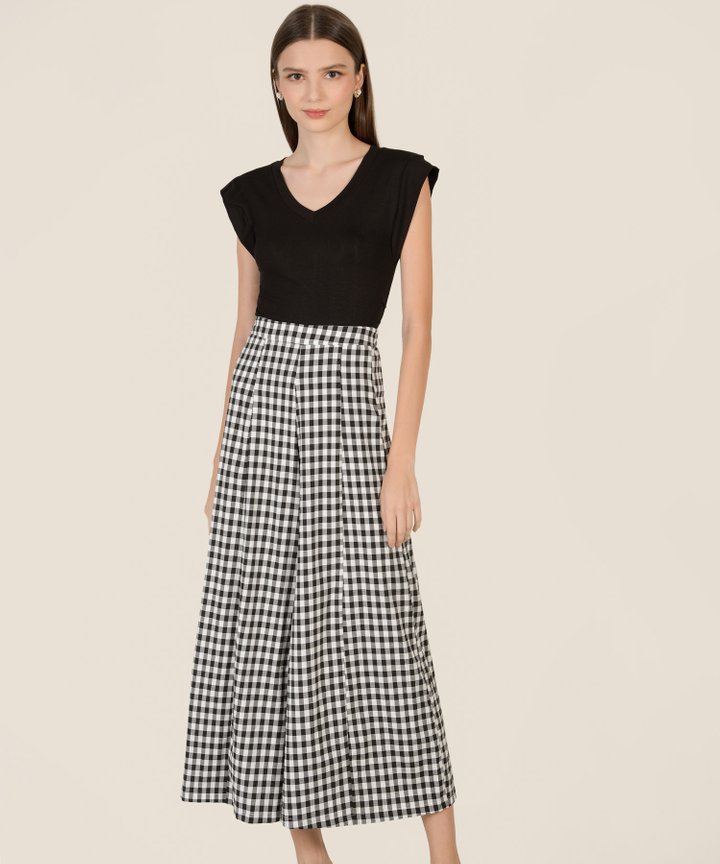 Kellen Gingham Flare Pants - Black/White