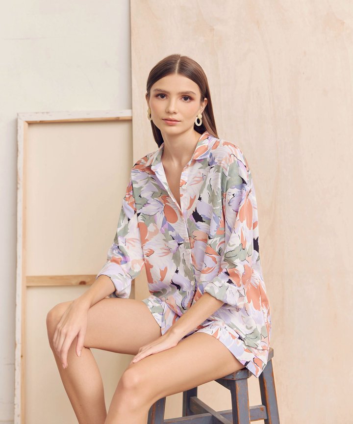 Massimo Floral Abstract Shirt - Sunset