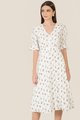 Catalunya Floral Button Down Midi Dress in White Women's Clothing Online