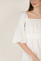 Iman Ruched Pouf Sleeve Dress in White Fashion Online Store