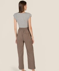 Antalya Cotton V-Neck Tee in Dark Ash Back View