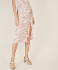 Belina Floral Ruffle Midi Dress in White Online Clothes Singapore Shopping