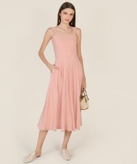 Captive Embroidered Midi Dress in Pink Ladies Clothes Online