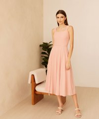 Captive Embroidered Midi Dress in Pink Office Wear Women Online