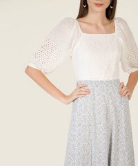 Charlotte Broderie Top in White Women's Tops Online