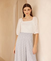 Charlotte Broderie Top in White Online Women's Fashion
