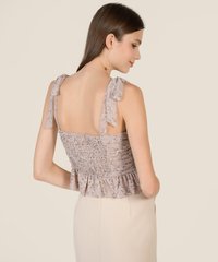 Cupid Floral Tie Shoulder Top in Cream Online Women's Fashion